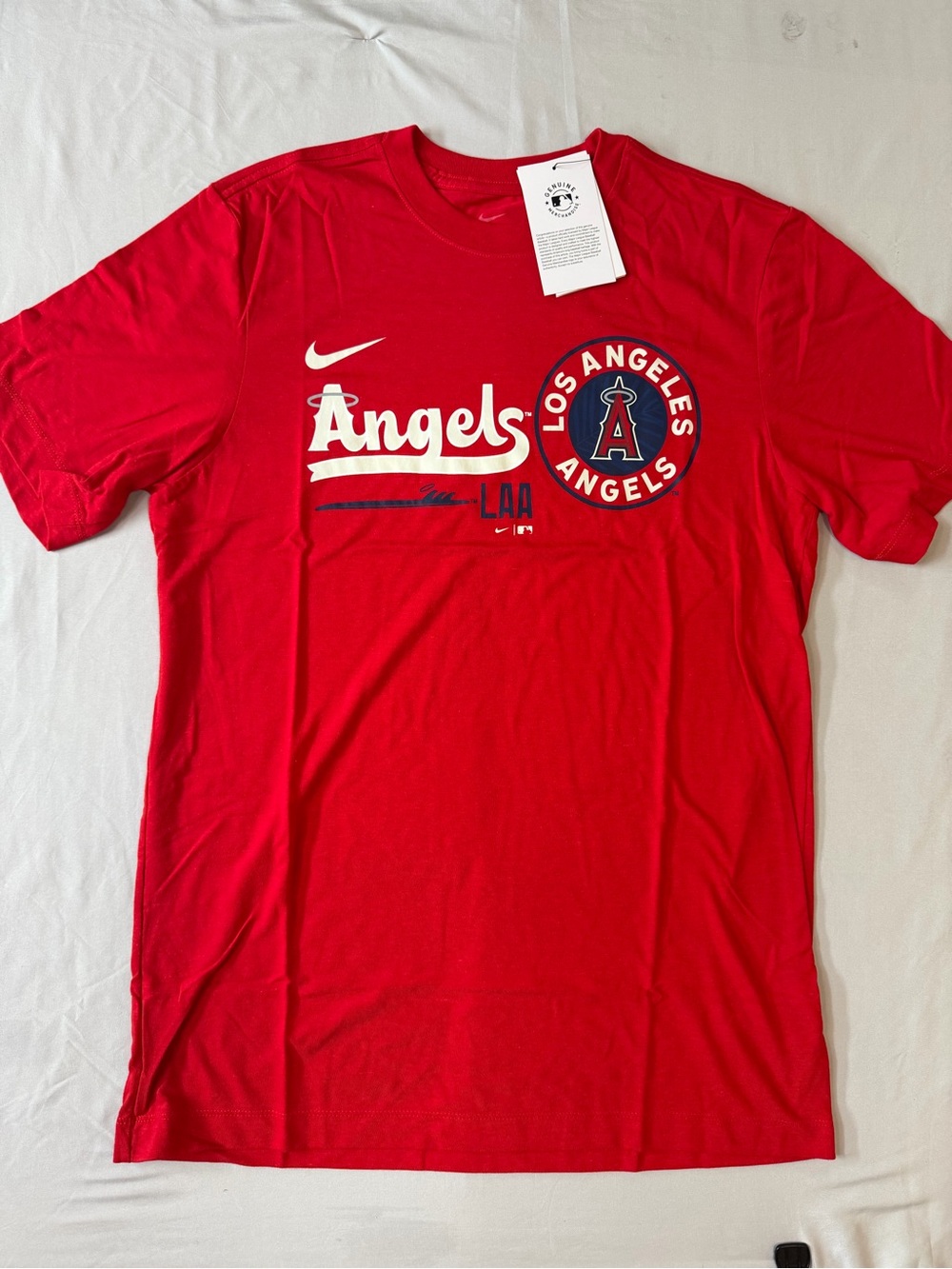 Nike Red Los Angeles Angels Logo Short Sleeve Tee